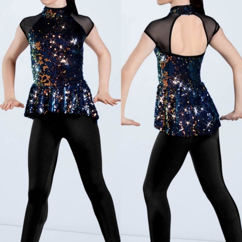 ✨ Weissman Dance Costume "Can’t Stop The Feeling!" Sequin Unitard – Child Medium